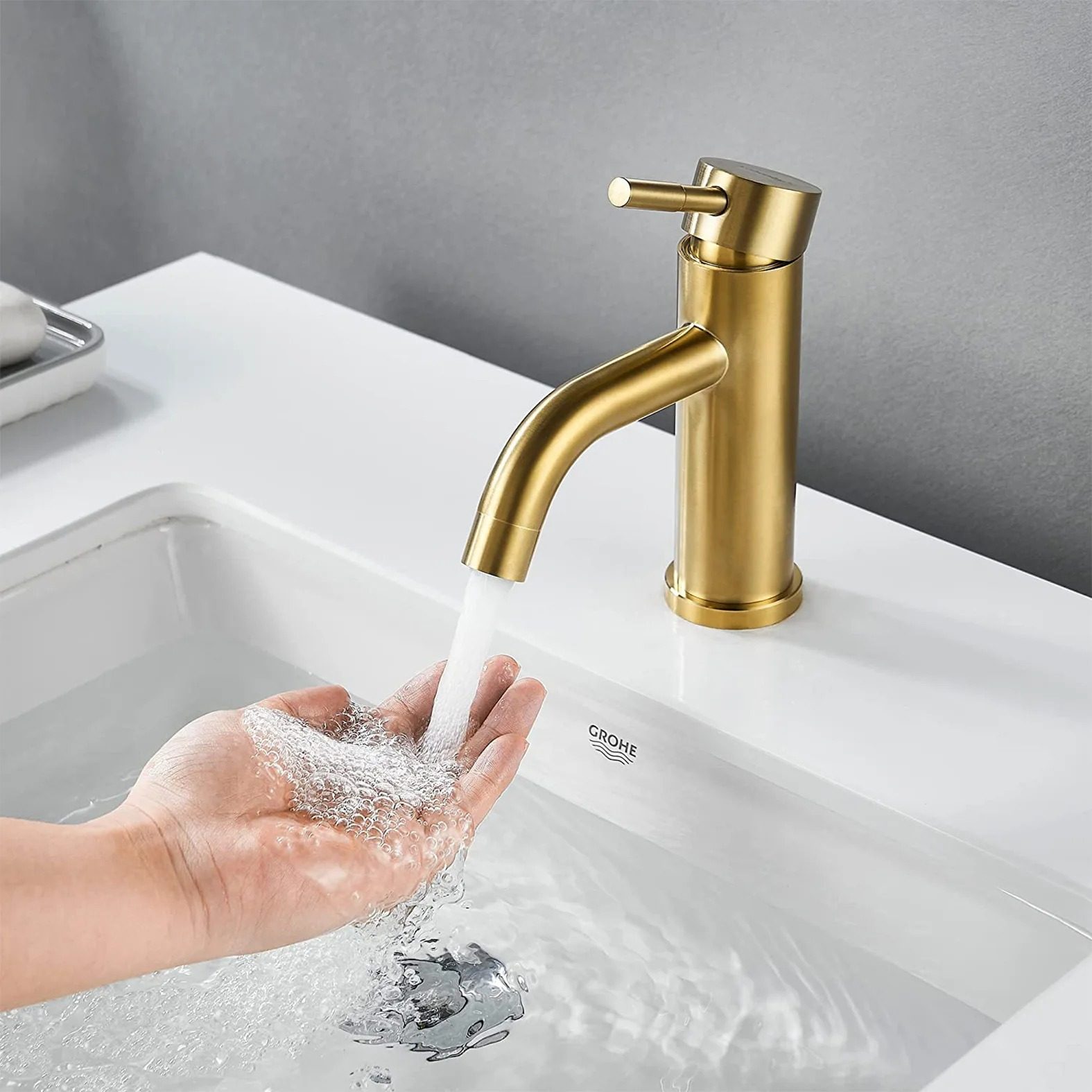 faucet basin gold